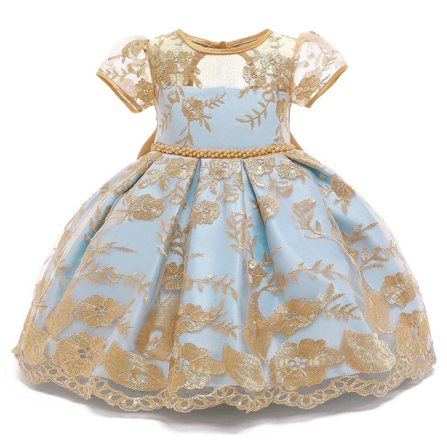 Nnjxd Baby Girls Formal Dress Bowknot Baptism Embroidery Tutu Dress With Headwear Size (80) 6-12 Months Yellow 2(With Headwear)