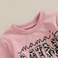 Kupretty Baby Girl Fall Winter Clothes Toddler Outfit Letters Graphic Crewneck Sweatshirts Joggers Pants Set (Pink, 3-6 Months)
