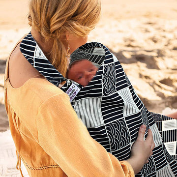 Uhinoos Nursing Cover For Mom Breastfeeding, Baby Privacy Nursing Covers Up Breathable Cotton With Ajustable Hoop For Mother(Geo