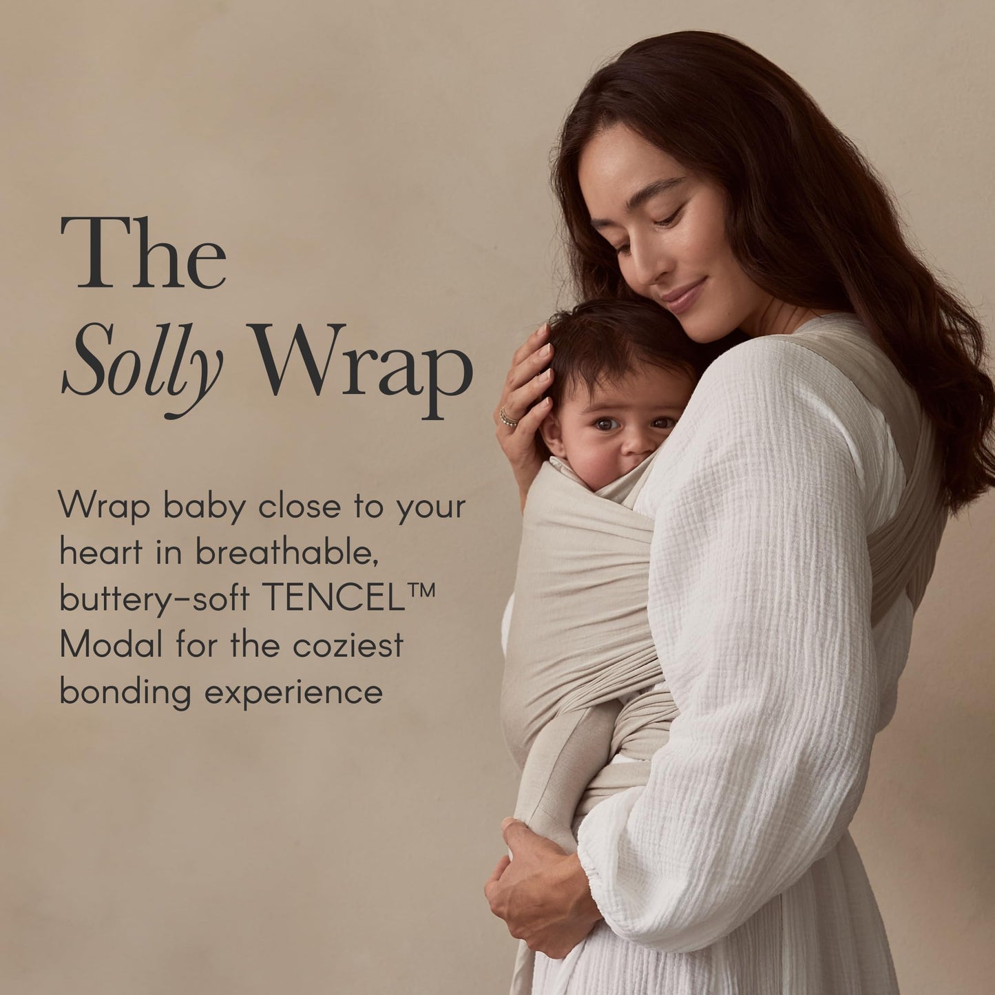 Solly Baby Wrap Carrier - Lightweight Baby Carrier - Newborn Baby Essentials - for Newborn, Infants and Baby 8-25 Lbs. Natural +