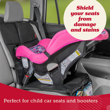 Lusso Gear Car Seat Protector - Thick Padding - Baby Car Seat Cover With 2 Mesh Storage Pockets - Waterproof Car Seat Cover - Ta