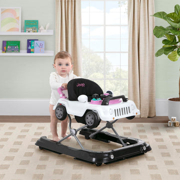 Jeep Classic Wrangler 3-in-1 Grow with Me Activity Walker - Features Music, Lights, Removable Play Tray, Push Walker Mode, Conve