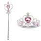 Kuzhi Frozen Crown Tiara And Wand Set - Silver Heart Jewel (Light Pink)