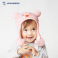 Langzhen Toddler Kids Infant Winter Hat,Earflap Knit Warm Cap Fleece Lined Beanie For Baby Boys Girls (Bear -Pink Stripe, 2-4 T)