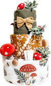Forest Mushroom Diaper Cake - Handmade 3 Tier Baby Shower Gift, Woodland Theme Diaper Cake, Girl, boy, Gender Neutral, Unisex Di