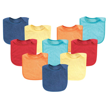 Hudson Baby Unisex Baby Rayon From Bamboo Terry Bibs, Basic Bright, One Size