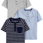 Simple Joys By Carter'S Baby Boys' 3-Pack Short-Sleeve Tee Shirts, Blue Heather/Grey Heather Dots/Navy Stripe, 5