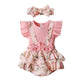Mbmshegh Newborn Baby Girl Clothes Summer Infant Romper Outfit Short Sleeve Suspender Ribbed Shorts Clothing With Headband 0-3 M