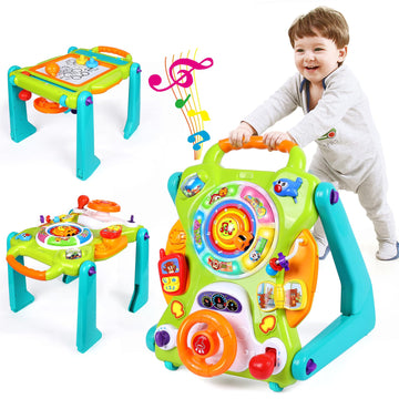 3-in-1 Baby Walker for Boy Girls Sit to Stand Toy Activity Center Drawing Board Infant Toys for 1 Year Old Birthday Gifts 9 12 1
