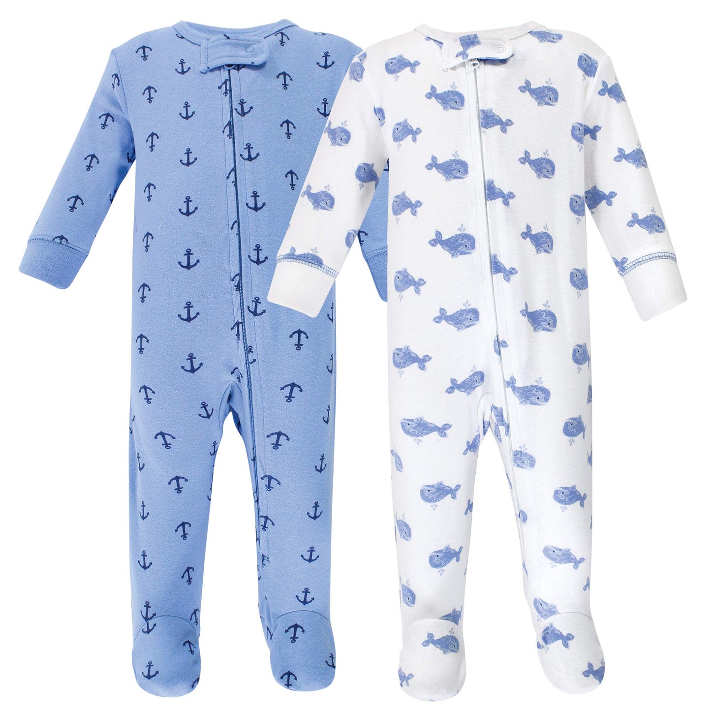 Hudson Baby Unisex Baby Cotton Sleep And Play, Blue Whales, 6-9 Months
