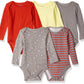 Hanes Baby Long Sleeve, Ultimate Flexy Bodysuits Boys & Girls, 5-Pack, Yellow/Reds, 0-6 Months