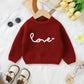 Baby Girl Cute Long Sleeve Crew Neck Love Embroidery Sweater Toddler Valentine Day Outfits (Red Love, 9-12 Months)