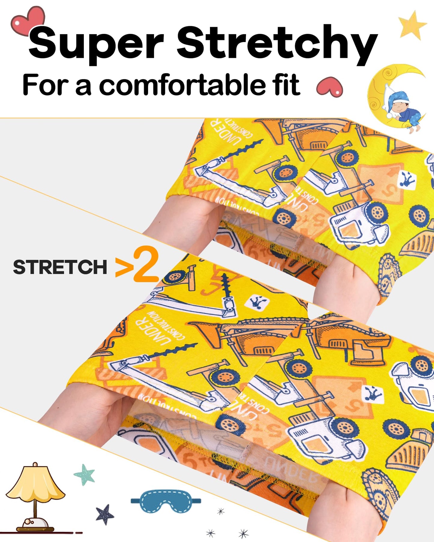 Daughter Queen Boys Pajamas 18-24 Months Summer Pjs Excavator Pj Sets Baby Toddler Construction Short Sleeve Jammies Bulldozer S