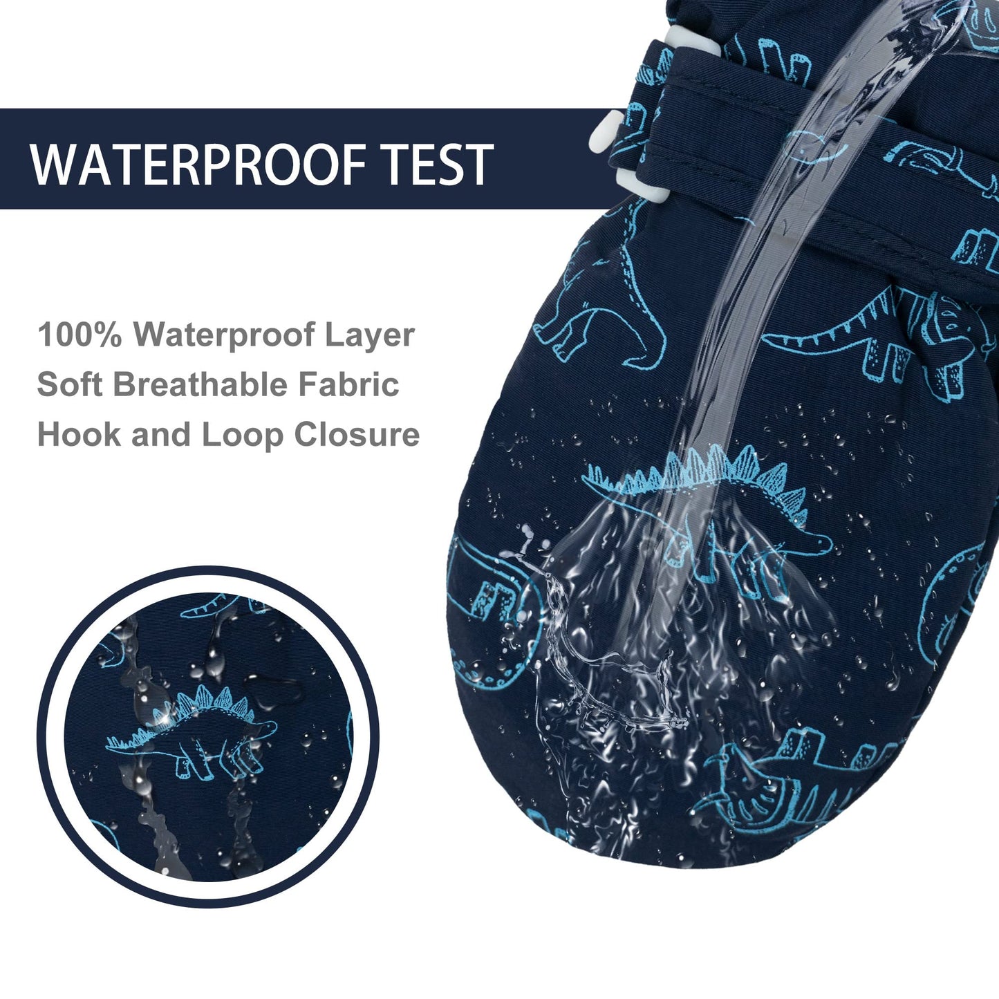 Fynnsure Toddler Mittens Lined Fleece Snow Gloves For Boys Girls Kids Winter Ski Gloves Baby Mittens Blue & Gray 1-2 Years