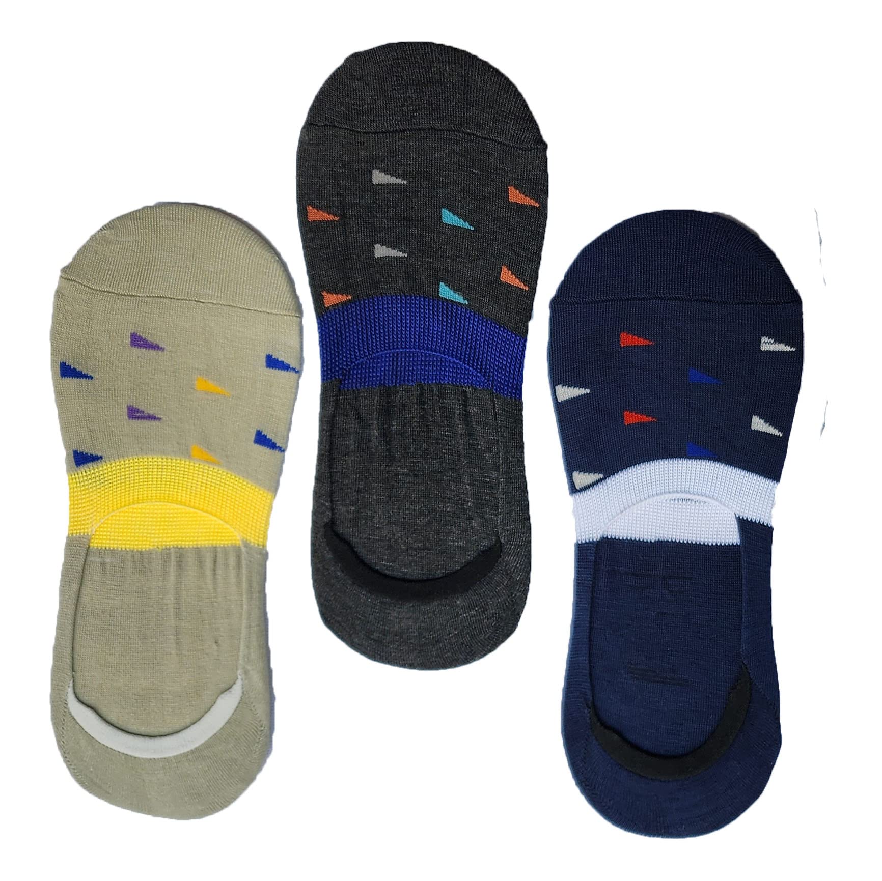 Queery Men Cotton No Show Invisible Loafer Socks Pack Of 3 D10