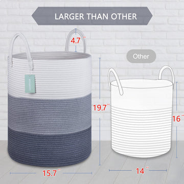 Bosroty Large Laundry Hamper Basket For Girls Boys Kids 65L, Nursery Hamper, Tall Blanket Basket, Clothes Basket Laundry, Woven