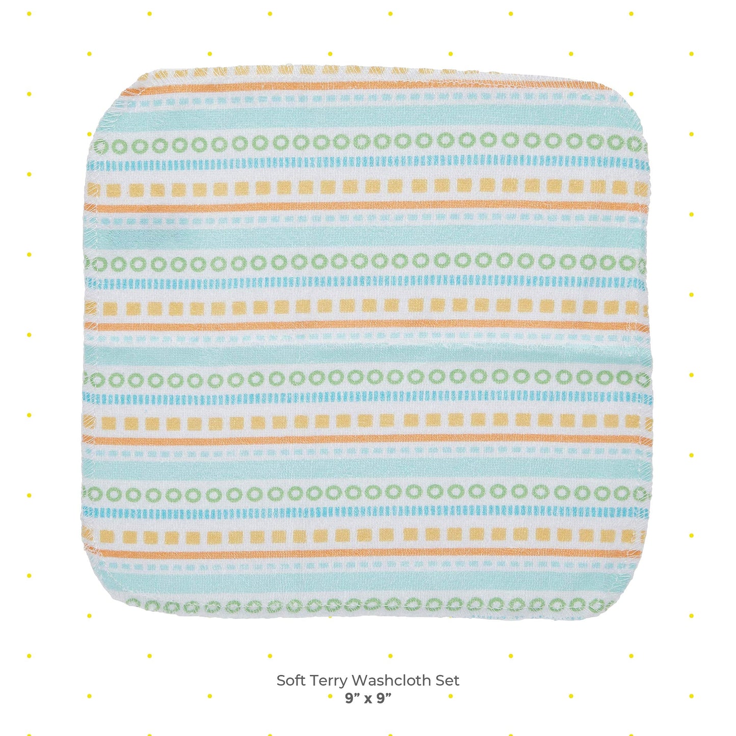 Spasilk Baby Washcloth Wipes Set For Newborn Boys And Girls, Soft Terry Washcloth Set, Pack Of 10, Yellow Lines