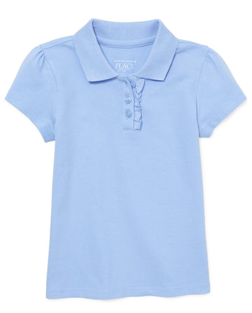 The Children'S Place Baby Girls And Toddler Girls Short Sleeve Ruffle Pique Polo, Daybreak, 4T