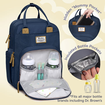 Ruvalino Diaper Bag Backpack, Multifunction Travel Pack Maternity Baby Changing Bags, Large Capacity, Waterproof, Peacock Blue