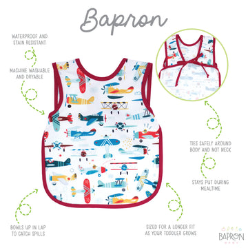 Bapronbaby Retro Airplanes Bapron - No Neck Tie Safer Bib For Baby & Toddler - Soft Waterproof Stain Resistant - Machine Washabl