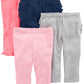 Simple Joys By Carter'S Baby Girls' 4-Pack Pant, Coral Pink/Grey/Navy Dots/Pink, 18 Months