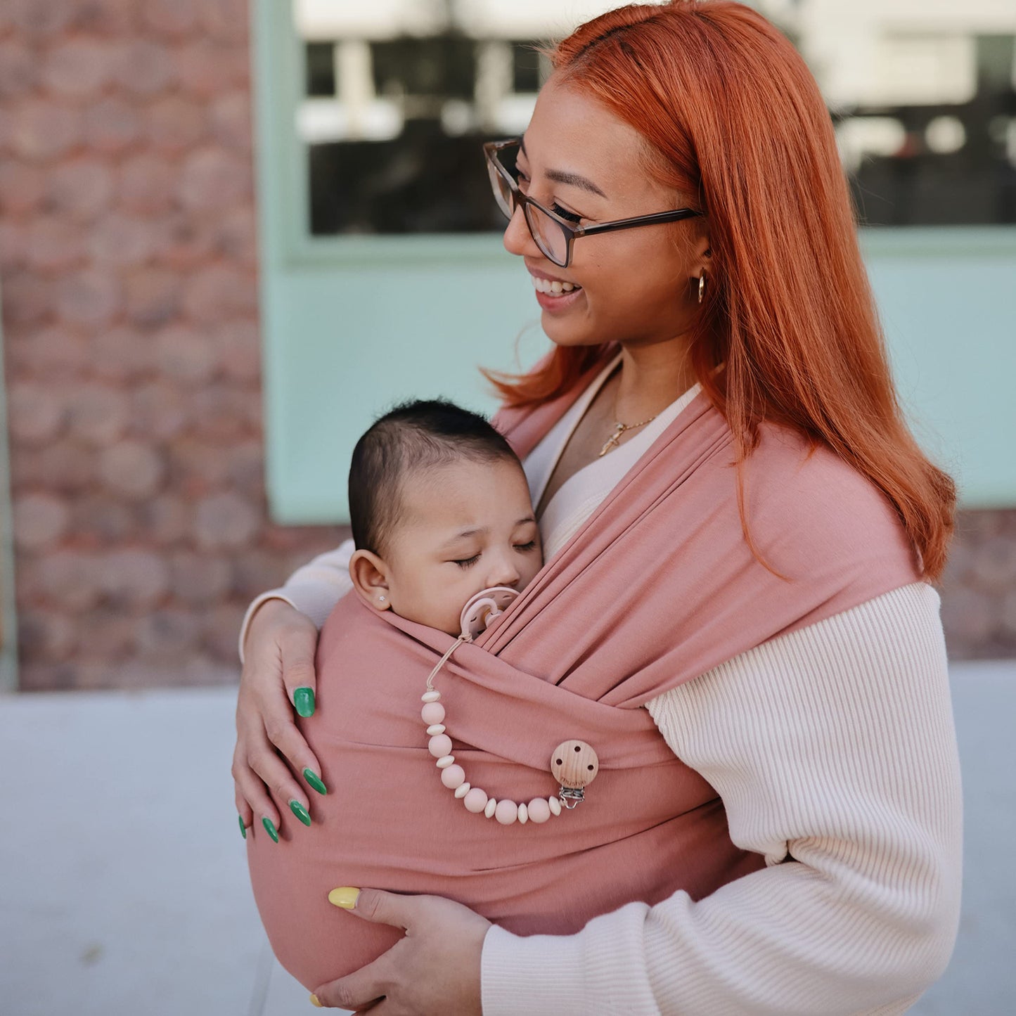 Mushie 100% Silicone Baby Pacifier Clip Bpa Free | Luna (Blush)