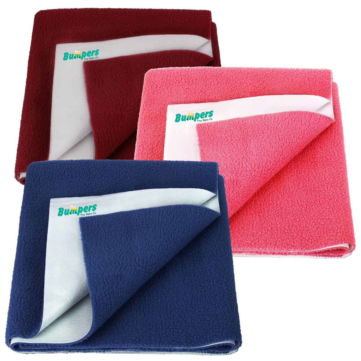 Bumpers AntiPiling Quick Dry & Absorbent Sheet Polycotton Baby Bed Protecting Waterproof Mat (Dark Blue, Salmon Rose, Maroon, S