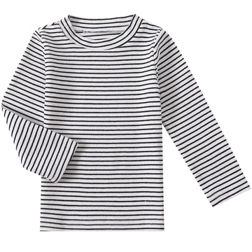 Baby Girls Boys Long Sleeve Tee Shirts Little Kids Cotton Striped Crew Neck Tops (White,6M)