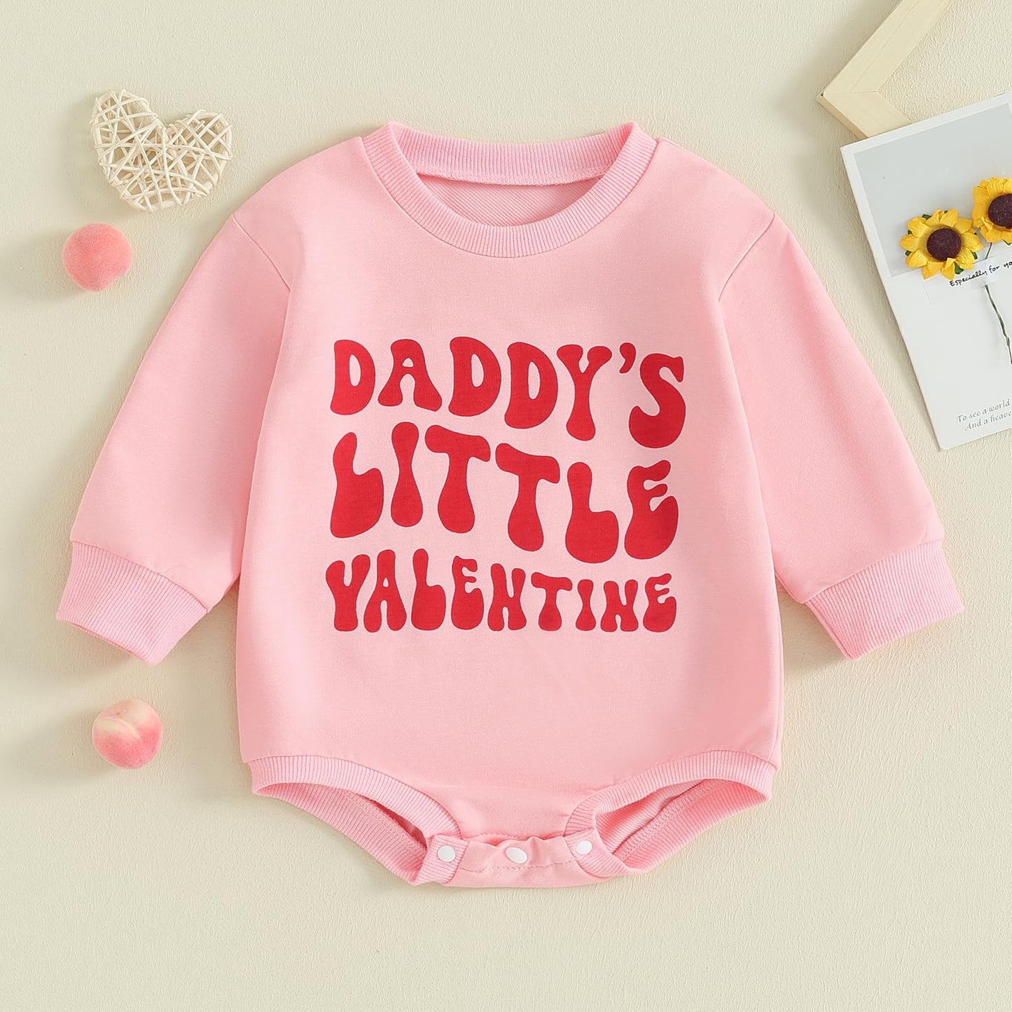 Fiomva Valentines Day Baby Girl Outfit Newborn Bubble Romper Toddler Crewneck Sweatshirt Infant Cute T Shirt Clothes (C1 Daddy'S