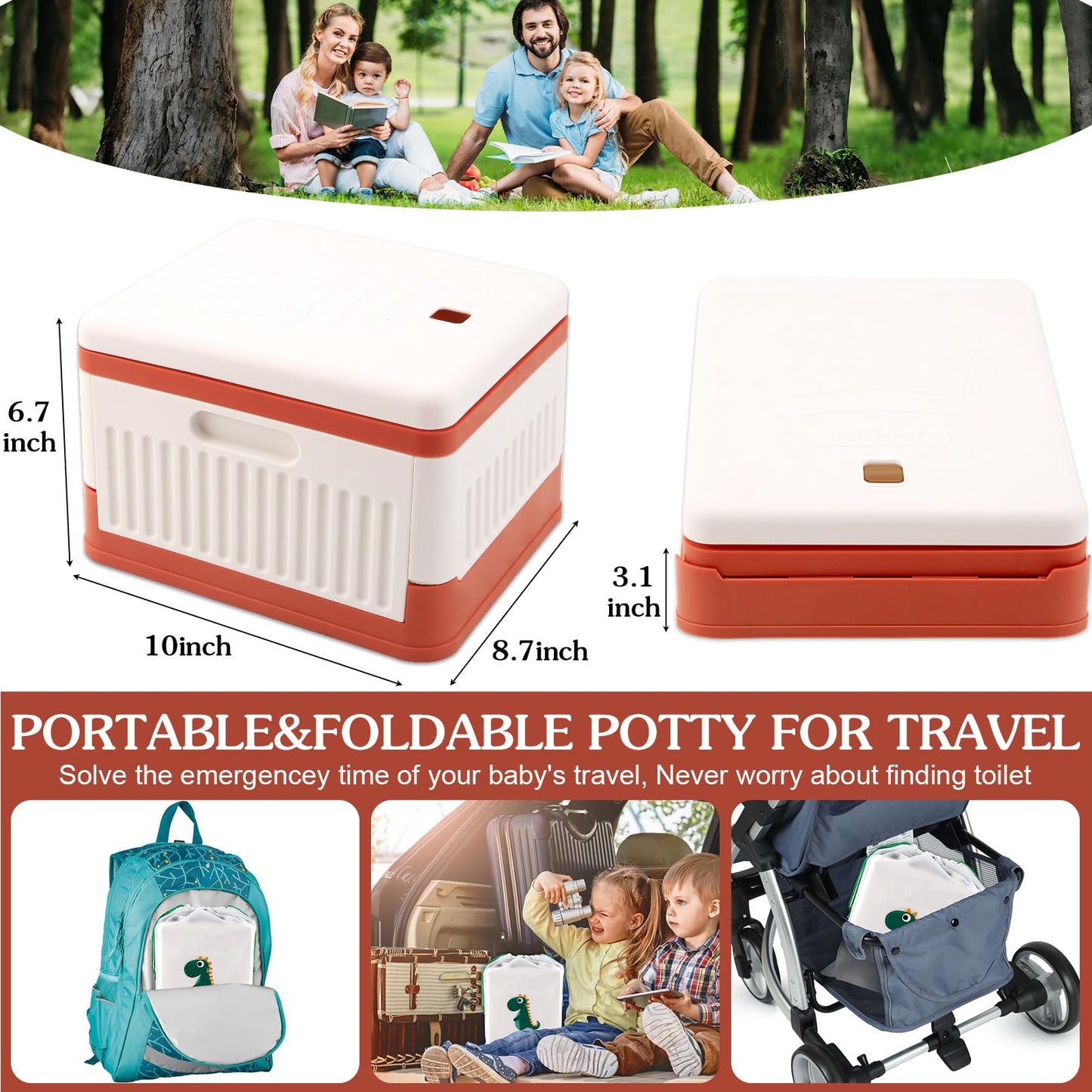 Fabulas Portable Potty For Toddler Travel, Foldable Travel Potty Training Toilet Seat For Kids Boys Girls, Emergency Mobile Toil