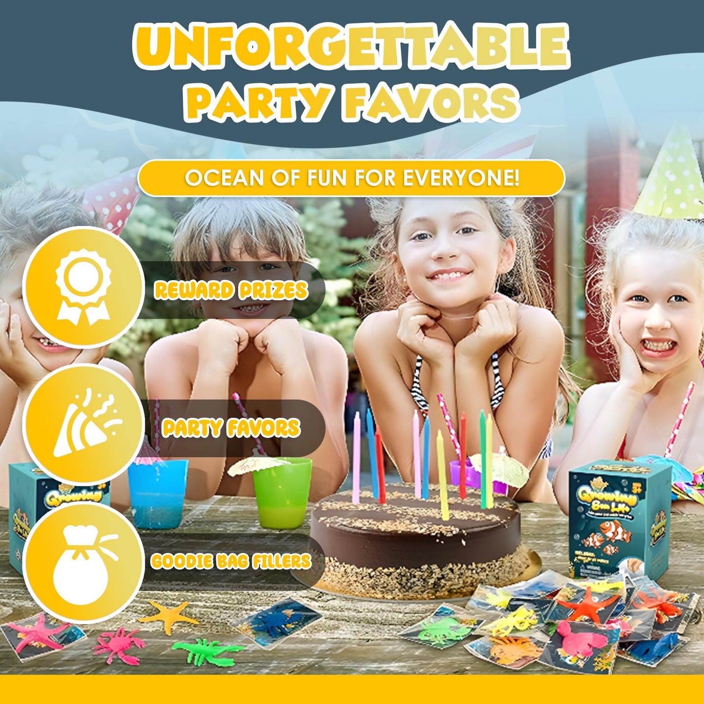 IPIDIPI TOYS Growing Sea Animals - Under the Sea Party Favors & Stocking Stuffers for Kids - Growing Water Animals for Children