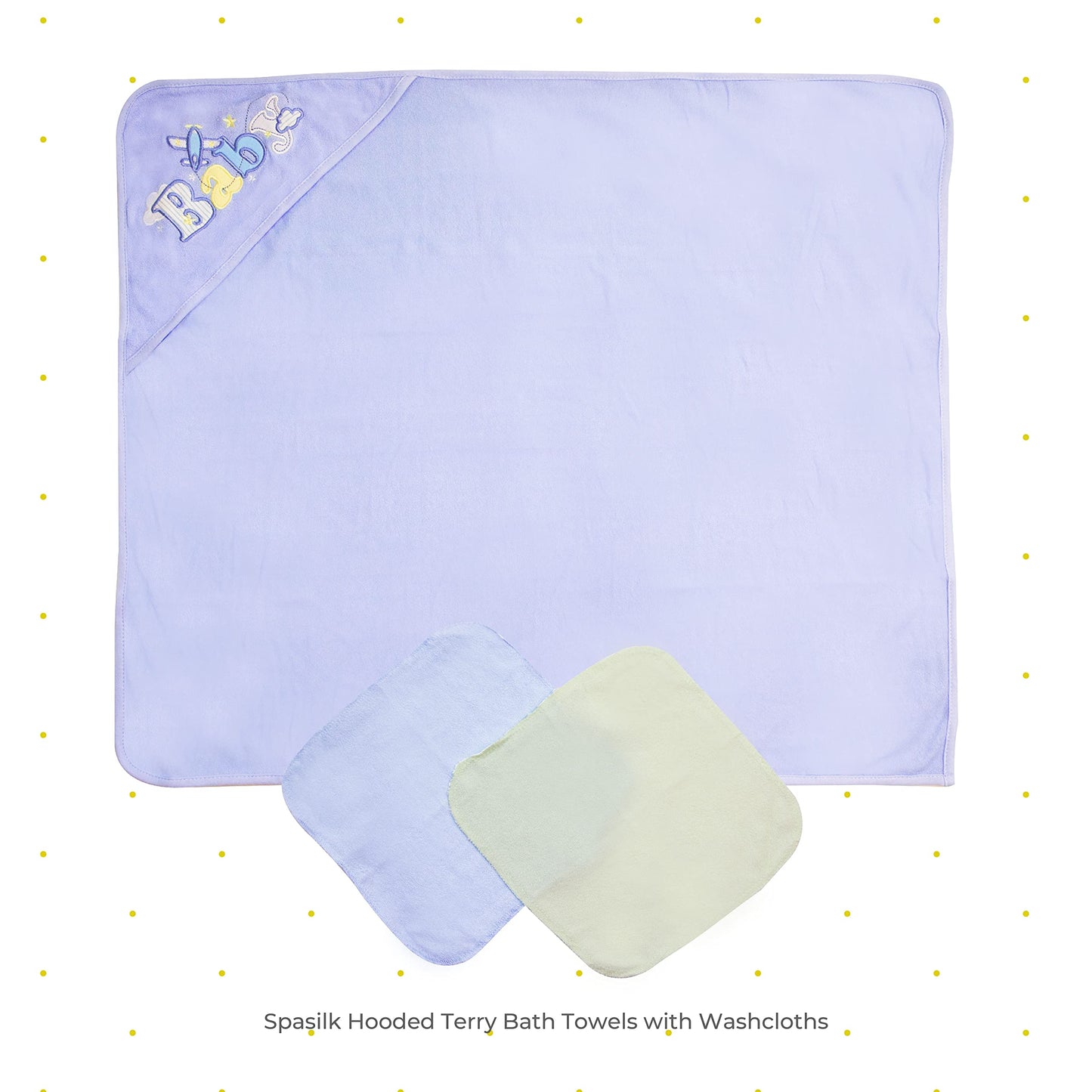 Spasilk Bath Hooded Towels & Washcloths Set for Babies, 2 Hooded Terry Bath Towels & 2 Washcloths, Grey Lion