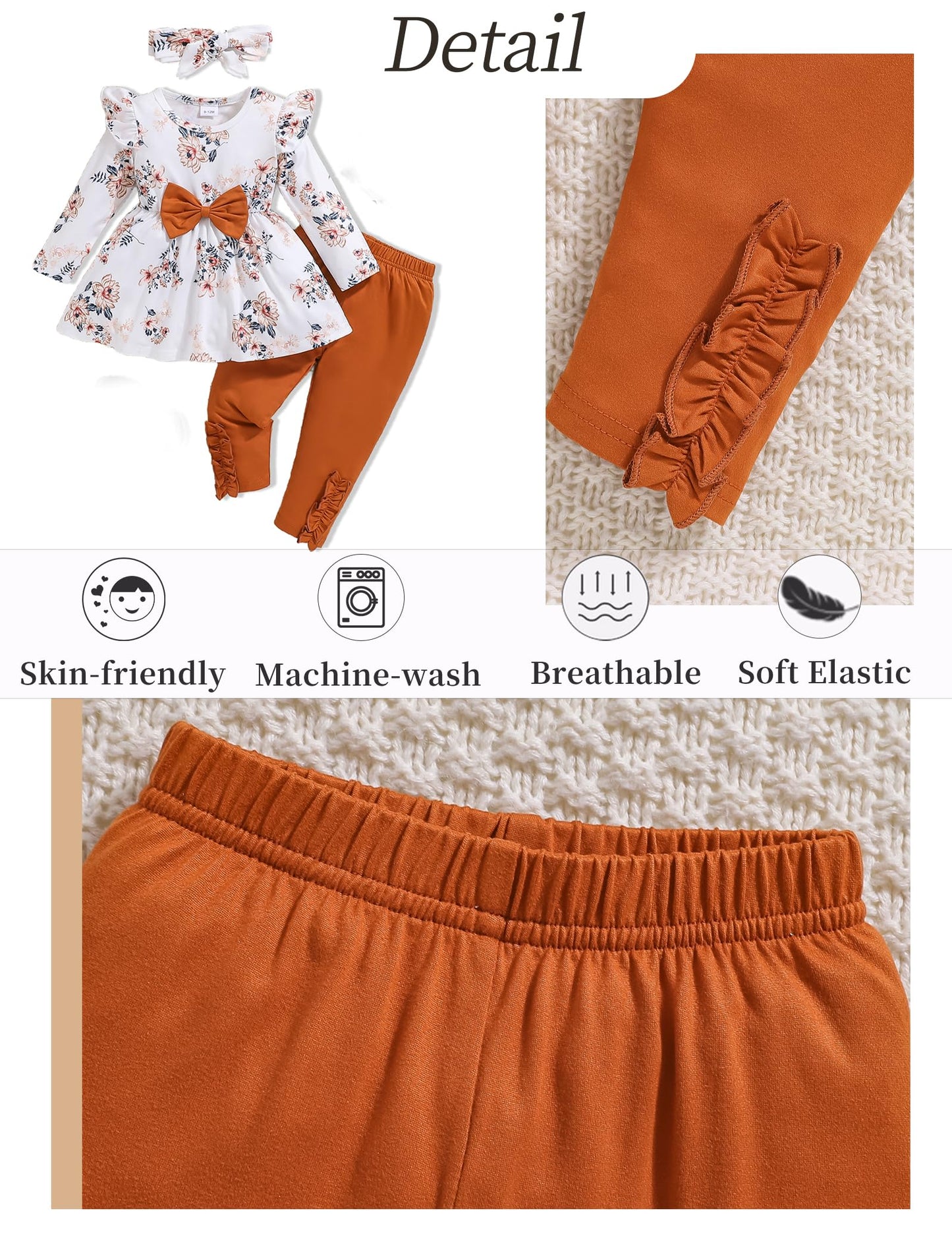 Doresbebe Baby Girl Clothes 9 To 12 Months Toddler Girl Outfits Fall Cute Ruffle Floral Pants Set Infant Winter Clothes For Litt