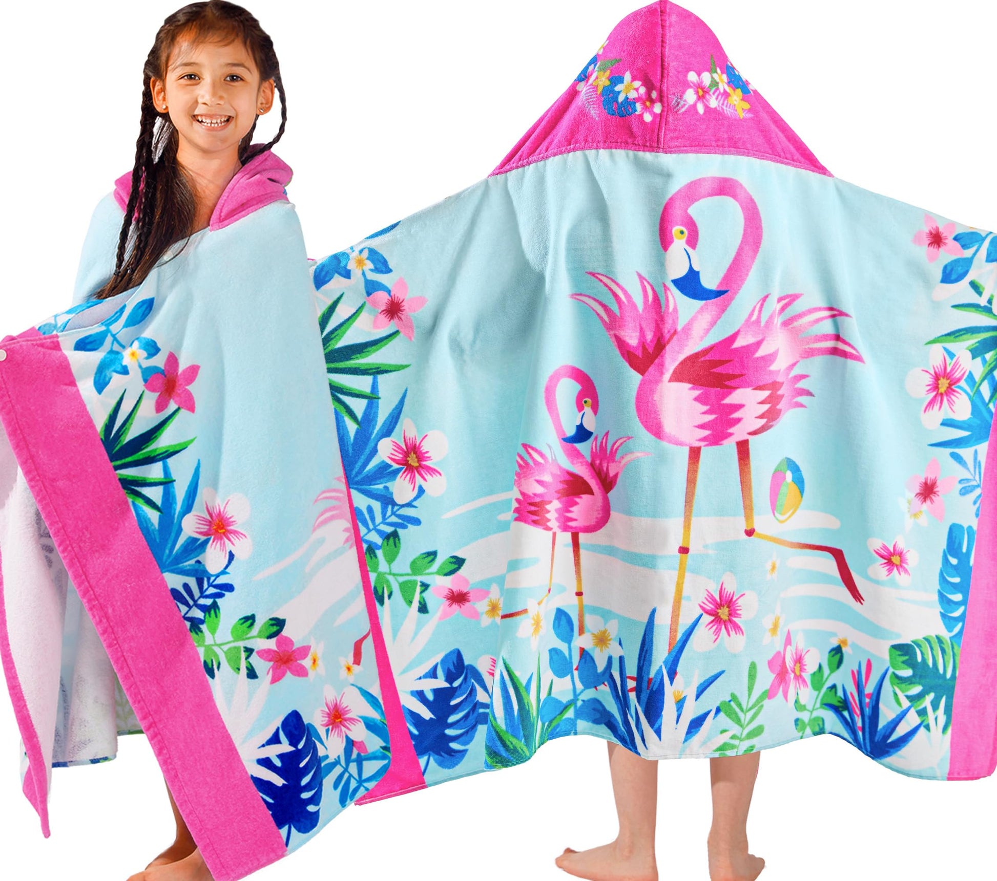 Voova & Movas Hooded Bath Towels For Girls (3-10Years) | Soft Thick Absorbent Cotton For Kids 3T-10 Years | Perfect For Kids Bea