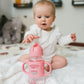 Dr. Brown'S Milestones Wide-Neck Sippy Straw Bottle With 100% Silicone Handles And Weighted Straw, 9 Oz/270 Ml, Pink, 6M+