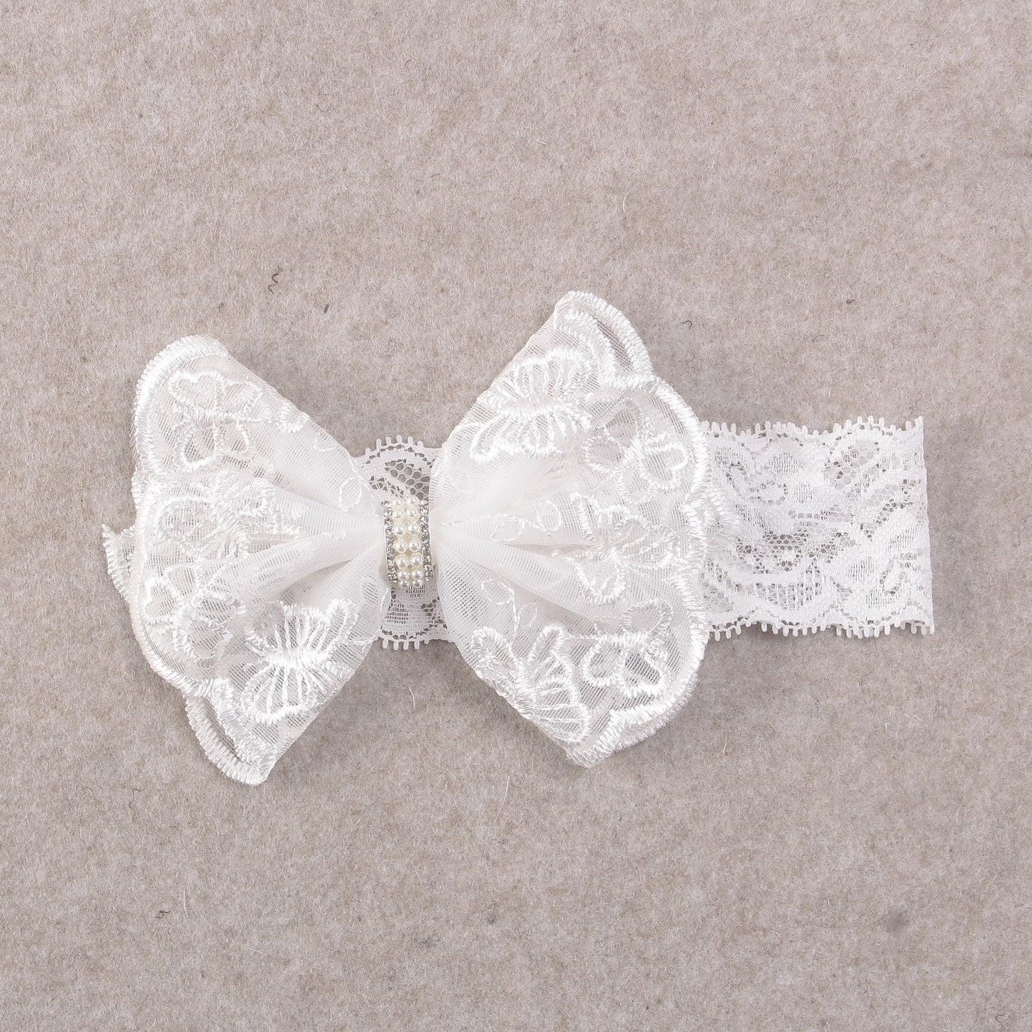 Nishine 2 Pack Baptism White Newborn Bowknot Headbands Baby Christening Hair Bows Headwrap Toddler Hairband (Circle Button)