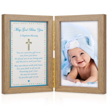 Yakucho Baptism Gifts For Boys - Baby Boy Baptism Gifts, Baby Picture Frame For Baby'S Baptism Or Christening, Blessing Card In