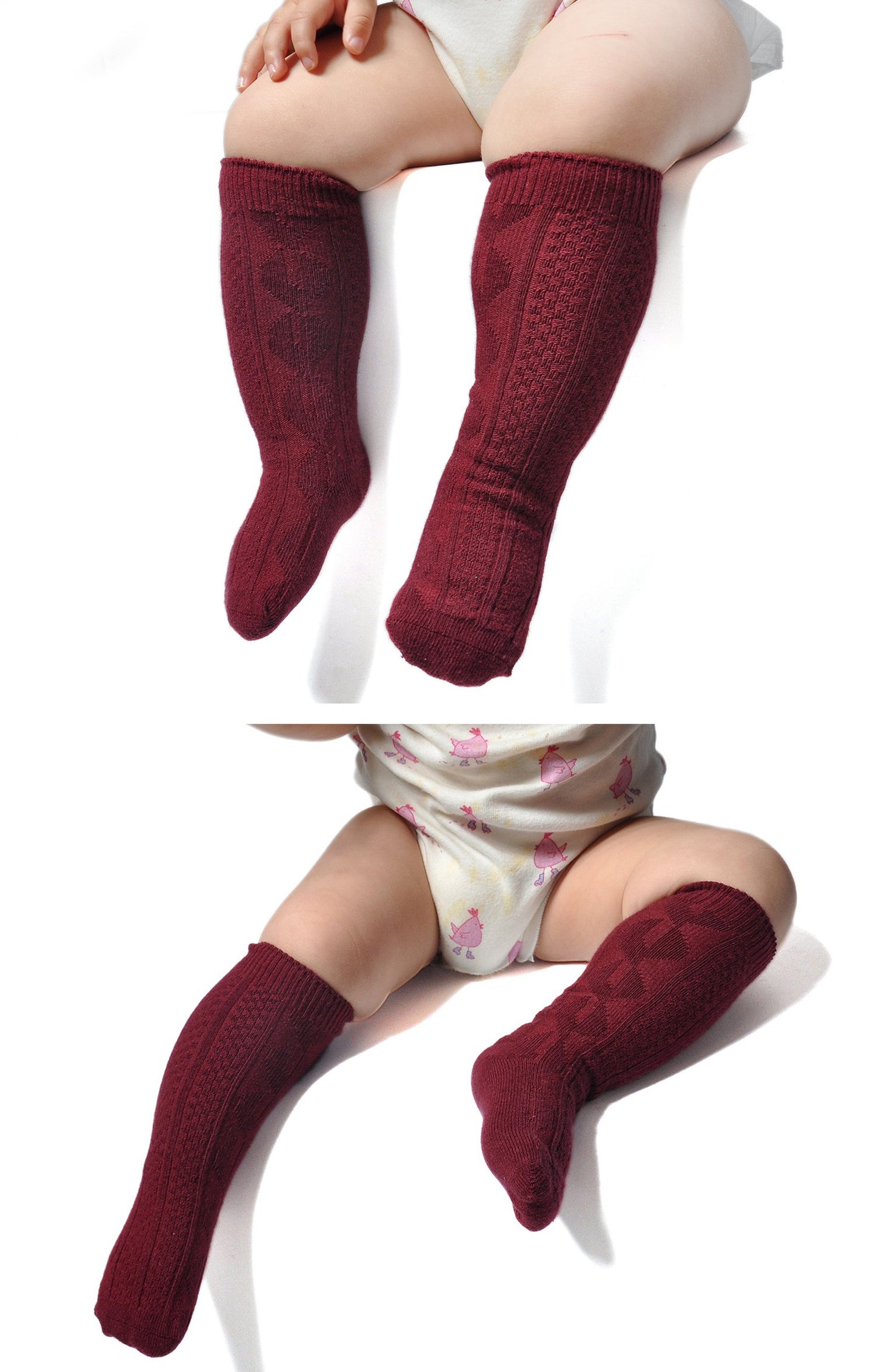 Epeius Unisex-Baby 6 Pair Pack Seamless Cable Knit Knee High Socks Infant Boys/Girls Uniform Stockings For 3-6 Months