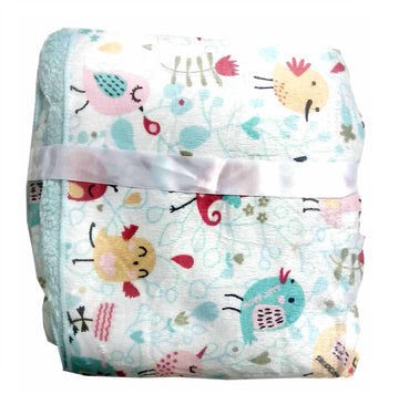 N&M Double Layer Velvet Fleece Newborn Printed Baby Blanket (SkyBlue)