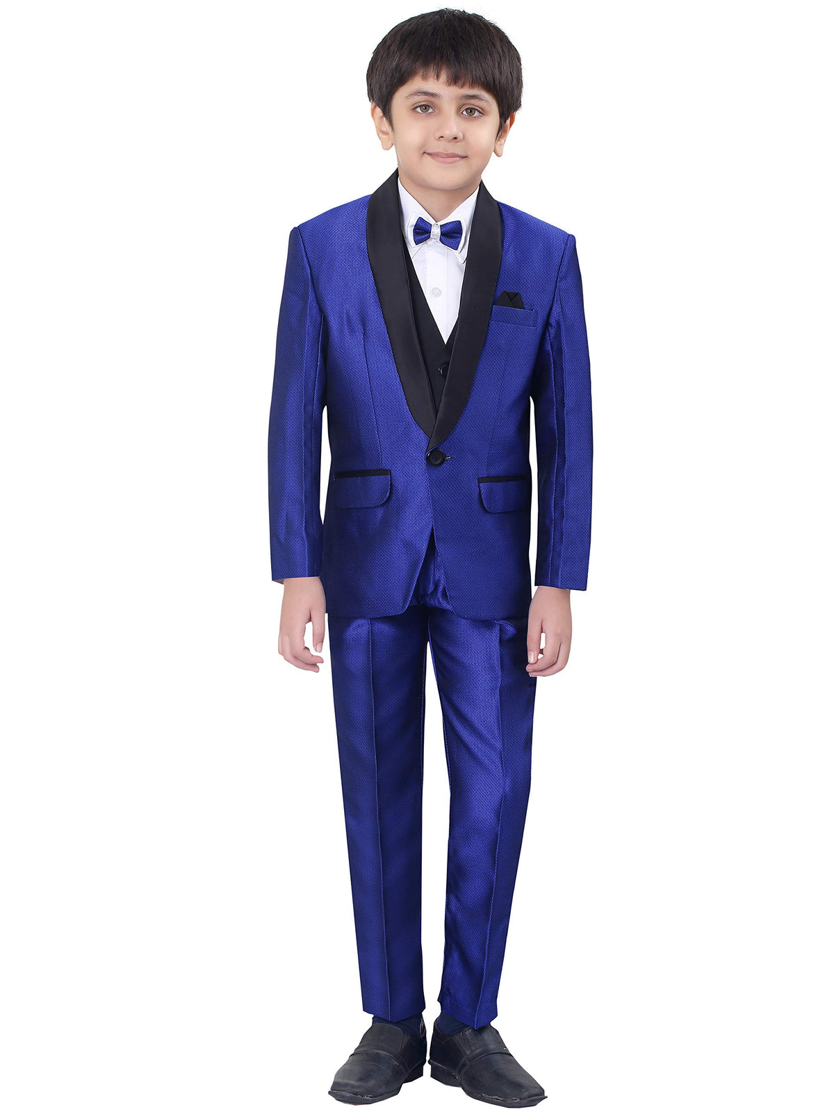 Jeetethnics Boys Blue Coat Suit Set With Waistcoat Shirt And Trousers (9041Bj)