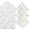 Zainpe 4Pcs Muslin Baby Hooded Towel & Washcloth Set Penguin Pattern Soft Absorbent Cotton Bath Hood Towels for Newborn Toddlers