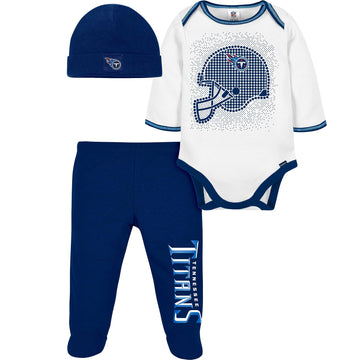 Gerber Nfl Baby Boys' 3Pc Bodysuit, Footed Pant, & Cap Set, Tennessee Titans, 6-9 Months