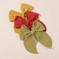 5.5 Inch Olive Green Fable Hair Bow: Handmade Linen Cotton Hair Clip For Girls - 1 Pcs