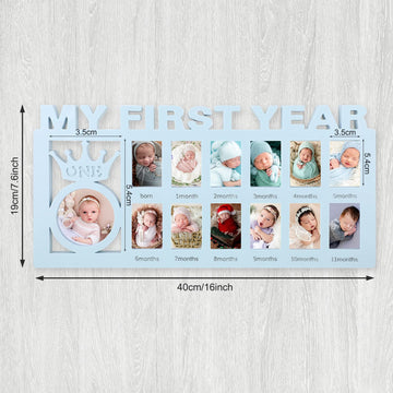 Unittype My First Year Baby Picture Frame Newborn Baby'S First Twelve Months Photo Collage,12 Month Milestone Keepsake Frame For
