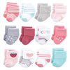 Hudson Baby Baby Girls Cotton Rich Newborn And Terry Socks, Strawberry 12-Pack, 0-6 Months Us