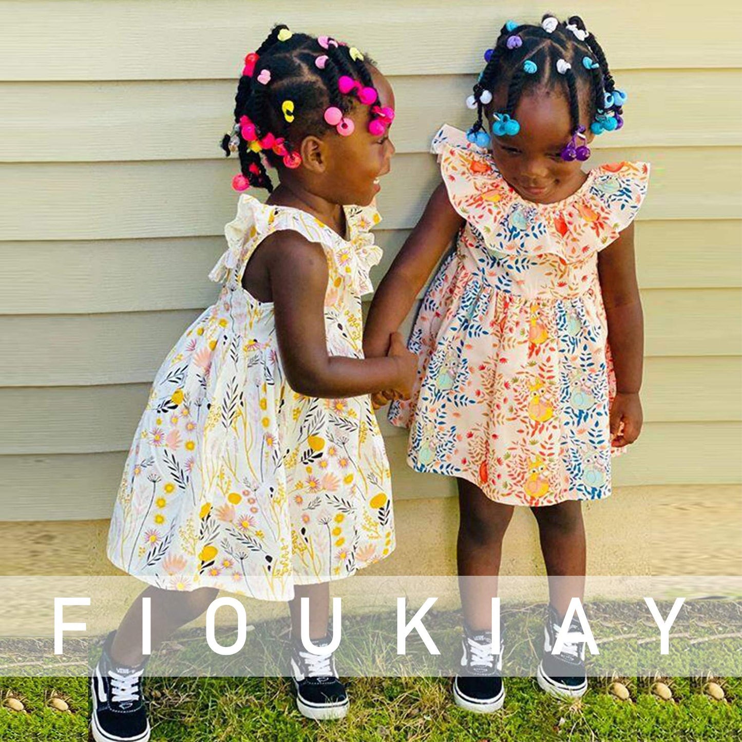 Toddler Girl Sundress 4T Girls Wildflower Floral Casual Dresses 4-5T Girls Ruffle Neck Sleeveless Beach Dress For Spring Summer