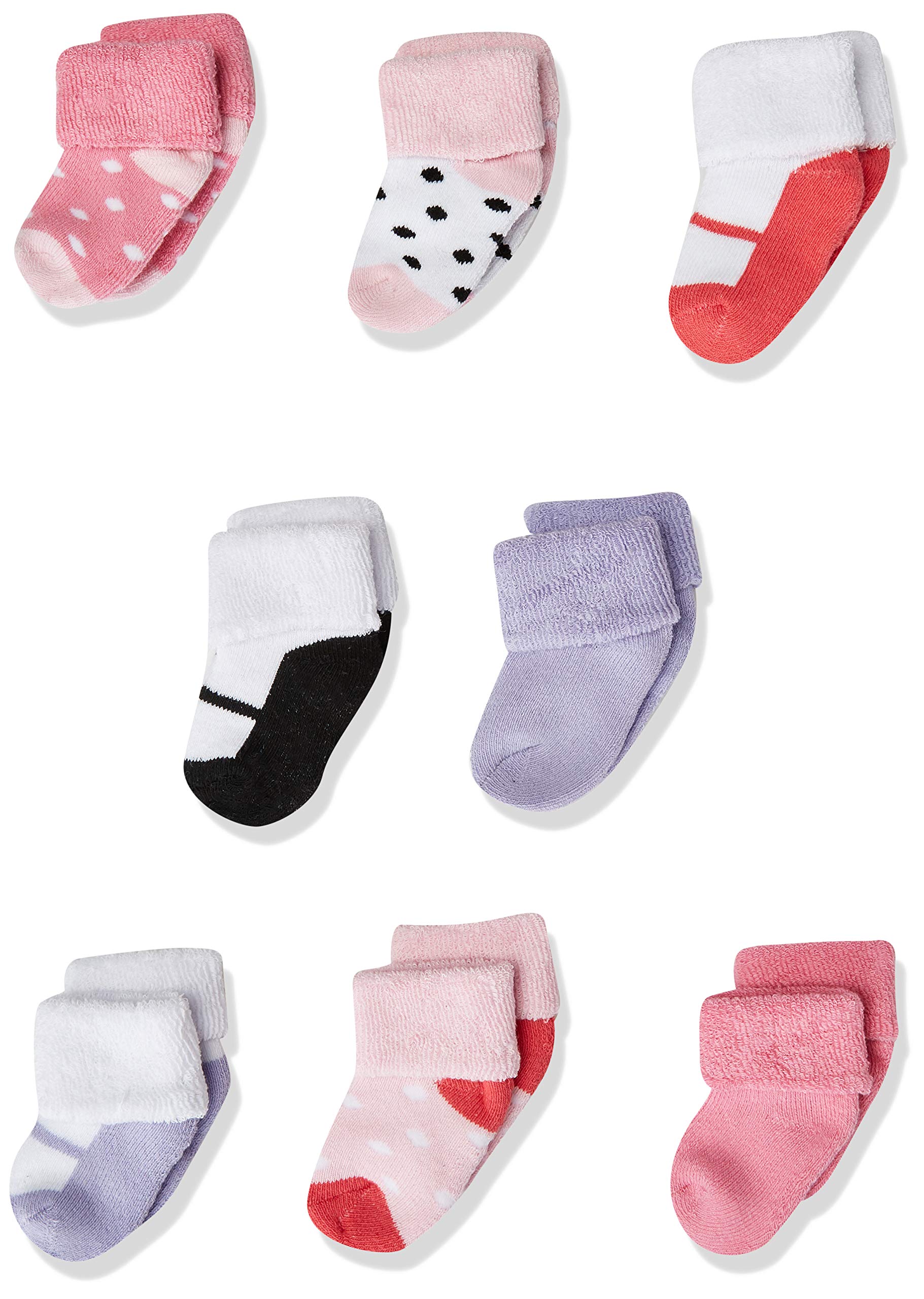 Luvable Friends Unisex Baby Newborn And Baby Terry Socks, Pink Black, 6-12 Months