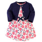 Touched By Nature Baby Girls' Organic Cotton Dress And Cardigan, Coral Rose, 4-Toddler