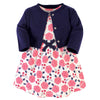 Touched By Nature Baby Girls' Organic Cotton Dress And Cardigan, Coral Rose, 4-Toddler