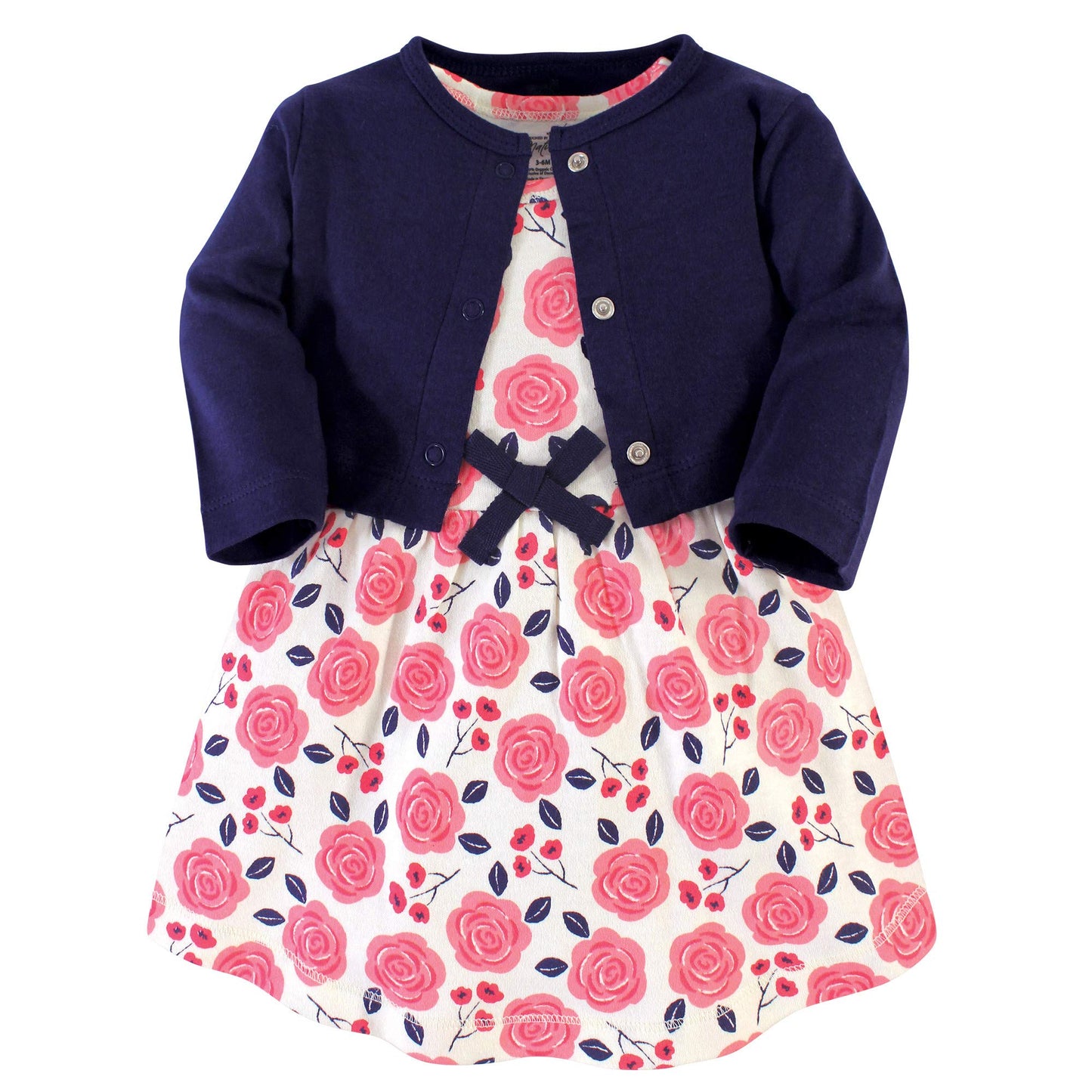 Touched By Nature Baby Girls' Organic Cotton Dress And Cardigan, Coral Rose, 4-Toddler